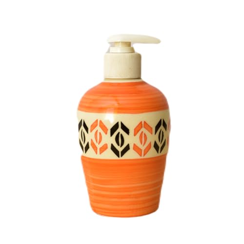 Image of Ceramic Liquid Soap Dispenser, 300 ml, Dusty Orange | Refillable Pump Bottle for Hand Wash, Lotion, Shampoo & Kitchen Use, 2 Pieces