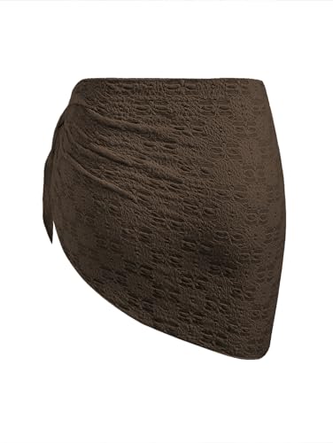 Image of ZAFUL Sarong Coverups for Women Beach Vacation Fishnet See Thru Tie Side Bathing Suit Cover Up Mini Skirt