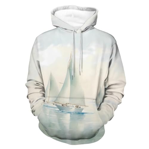 Coastal Sailing Seascape Boats Adult Hoodies Long Sleeve Shirts Sweatshirt Casual Pullover Hooded for Women Men