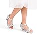 DREAM PAIRS Girls Sandals Ankle Strap T-Strap Low Heel Pearl Bow Flower Pump Dress Wedding Party Shoes for Little Kid/Big Kid,Size 4 Big Kid,Silver,KKUMHS2501