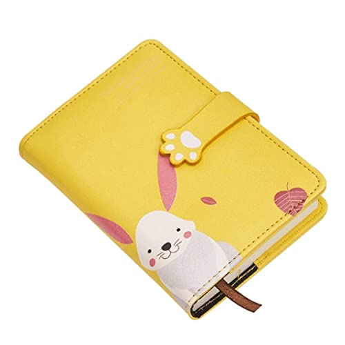 Linjolly A6 かわいい動物ノート ポータブル PUレザー ハンドブック メモ帳 文房具 日記 トラベラージャーナル 厚手 スモールノート(カラー: A)
