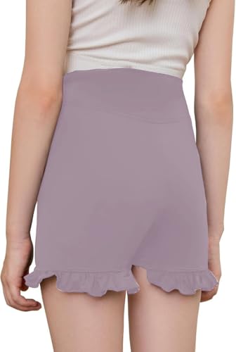 Girls Athletic Shorts High Waisted Ruffle Dance Shorts Yoga Workout Running Shorts3