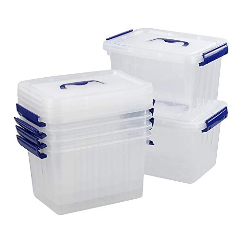 Eudokky Cajas de Plástico para Almacenamiento, Caja Transparente, 6 Pack