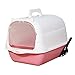 ＫＬＫＣＭＳ Hooded Cat Pet Fully Enclosed Cat Toilet Cat Litter Tray Kitten Potty, Handheld Pink