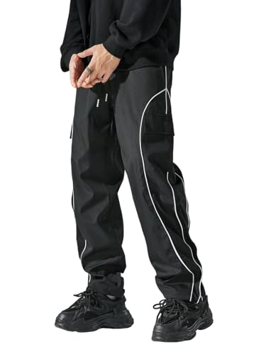 ZAFUL Cargo Pants for Men Casual Parachute Baggy Hiking Sweatpant Straight Drawstring Wide Leg Outdoor Joggers