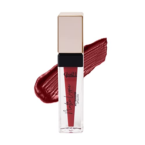Image of Glam21 Matte Lippie No Transfer Lip Gloss | Lightweight and comfortable| Creamy Matte Formula - 4 gm | Garnet-05