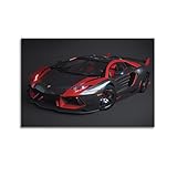  ESTE Supercar per Lamborghini Aventador - Poster decorativo per auto sportive in stile nero e rosso, con stampa artistica da parete, decorazione moderna per camera da letto, 40 x 60 cm