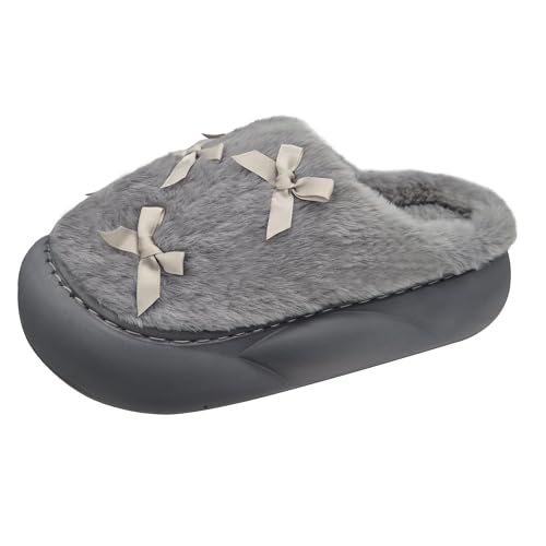 GOKOI Zapatillas de Casa Para Mujer, Mariposa Gris 38-39, Diseño Elegante y Cómodo, Interiores Suaves y Cálidos, Ligeras y Resistentes, Suela Antideslizante, Perfectas para Invierno y Relax en Casa