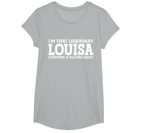 Louisa Personal Name Women T-Shirt, Girls, Heather Grey, Medium