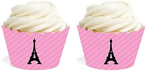 Andaz Press Envolturas para cupcakes de cumpleaños Torre Eiffel de París paquete de 20 envolturas decorativas para magdalenas