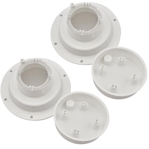 RVGUARD 2 Pack RV Vent Cap Kit with Screen RV Sewer Vent Cap for Roof White RV Plumbing Cap Replacement for Camper Trailer Motorhome Fits 1 to 2 3/8 Pipe