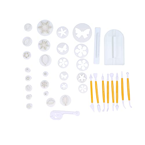 Fondant Cake Mold Cookies Biscuits Cutter Set Easy to Use Safe Durable Baking Tools for DIY Cooking Family Baking Made of Food Grade Plastic Material 37PCS