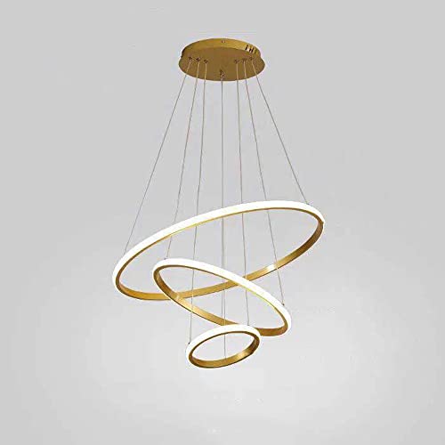 Chandelier LED 3 bagues 76W dimmable pour salon et chambre