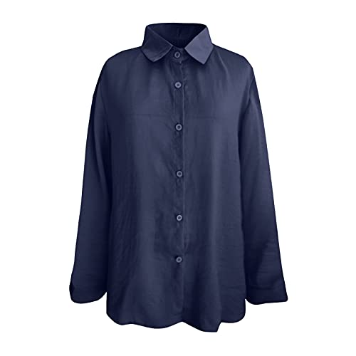 Briskorry Elegante blouse met knoopsluiting, eenkleurig, lange mouwen, hemdblouse, losse tuniek, bovenstuk, herfst en zomer, revers, kraag, blouseshirt, basic, casual, zakelijk overhemd, pendlerhemd - Image 7