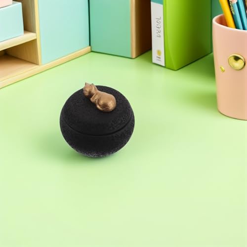 Urne de chat premium STOBAZA en ciment noir chic et légère 350ml