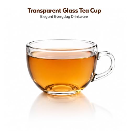 Image of QNQ Clear Glass Cup Transparent Glass with Handle for Coffee, Tea & Milk, Premium Glassware for Hot Beverages