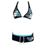 2-teiliges Y2k Neckholder-Bikini-Set für Damen, sexy Badeanzug, Strand-Set, niedliches Sommer-Outfit, 2025, Urlaub 2000er, Schwarz, S