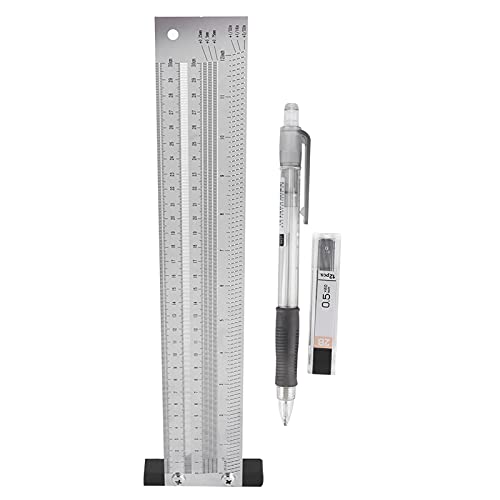 Stainless Steel Marking Ruler 300mm/12in Woodworking Scribing Tool with Mechanical Pencil for Precision Layout