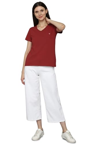Image of Allen Solly Women's V‑Neck T‑Shirt | Comfortable Fit, Soft Fabric, Effortless Daily Styling