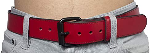 Handmade Leather Belt 1 1/2" Genuine Red Leather Belt Changable Buckle, Leather Dress Belt, Birthday Gift, Fathers Day, Big and Tall, Personalized Free, Proudly Made in USA2