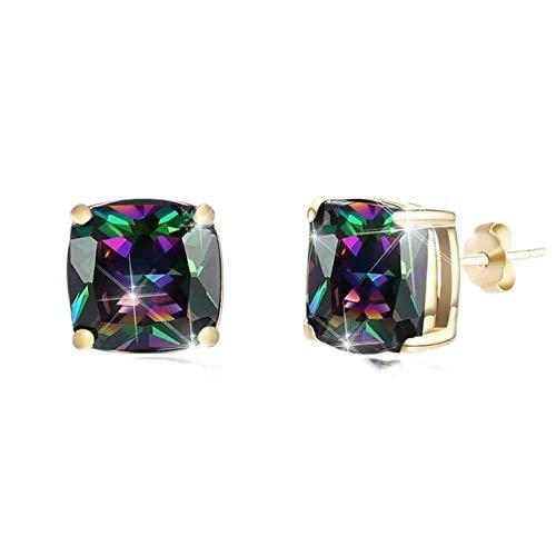 Boucles d'oreilles argent 925 anti-allergie aux zircons carrés colorés