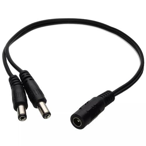 Cable Divisor Corriente CC, Cable Splitter CC de 2 vías Macho, 18AWG, Longitud 15 cm, DC 5.5x2.1mm, Voltaje MAX 12V, Apto para cámaras de vigilancia CCTV, Router, DVR, Tira LED, más