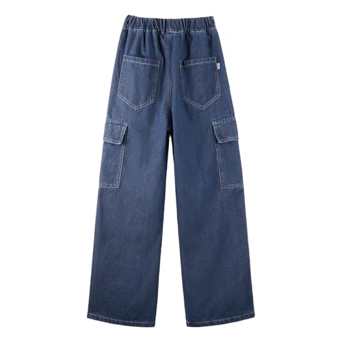 Baggy Cargo Jeans for Girls Wide Leg Straight High Waisted, Casual Loose School Streetwear Denim Pants for Teen4