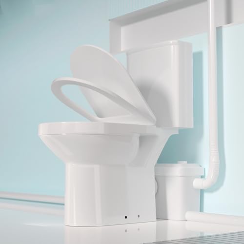 SouNor 750W Macerating Upflush Toilet with Pump System for Basement, 3-Water-inlet Up Flush Macerator [19