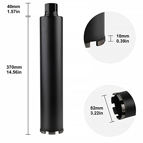 CPROSP 1¼ UNC Diamantbohrkrone mit SDS PLUS Adapter, Kernbohrkrone DM 82 mm, L 420 mm, Kernbohrer für Bohren in Beton, Stahlbeton, Mauerwerk und Stein