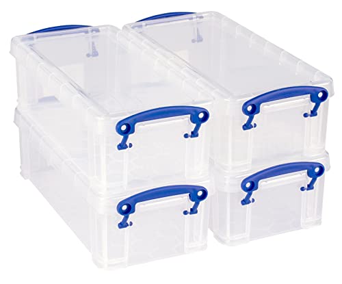 Really Useful Box Plastic Storage 0.9 Litre Clear (Pack of 4), external: 22 x 10 x 7 cm, internal: 18.5 x 8 x 6 cm - Image 3