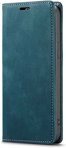 Étui iPhone 14 Plus clapet magnétique bleu protection antichoc support vidéo
