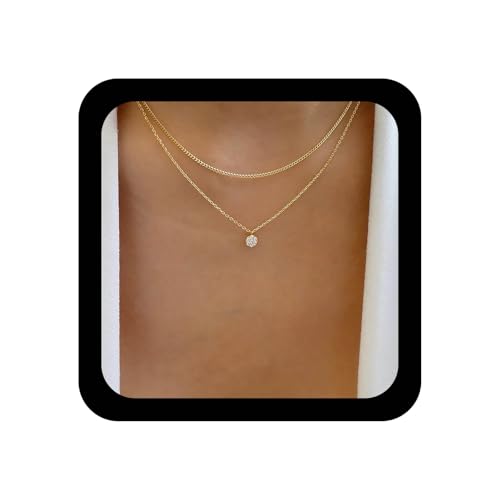 TseenYi Geschichtet Cz Kristall Anhänger Halskette Geschichtet Gold...