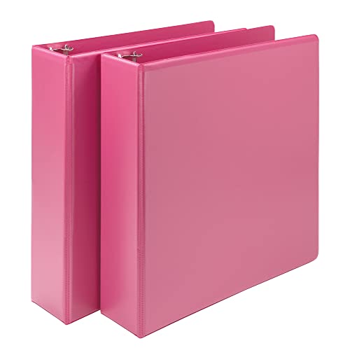 Image of Samsill Plant-Based 2 Inch Durable Round Ring, View Binder, Eco-Friendly, USDA Certified Biobased, 2 Pack, Berry Pink