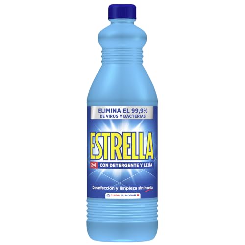 Estrella 2 en 1 Lejía con Detergente Azul, Desinfección y limpieza sin huella para el hogar - 1,43 litros