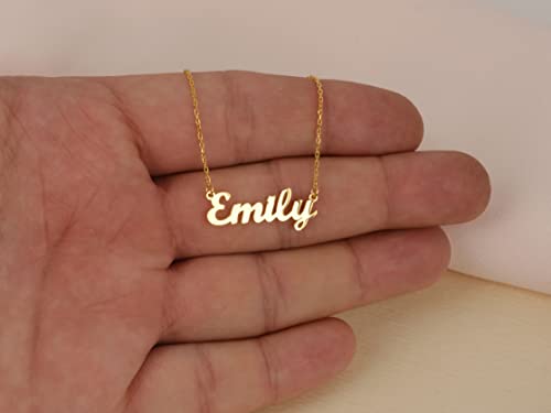 14K Gold Name Necklace - Personalized Name Jewelry - Custom Name Necklace - Dainty Name Necklace -18 Fonts Style Name Necklace - Cable, Rolo and Figaro Chain Option - Bridesmaid Gifts - Mom Gifts - Thumbnail 7