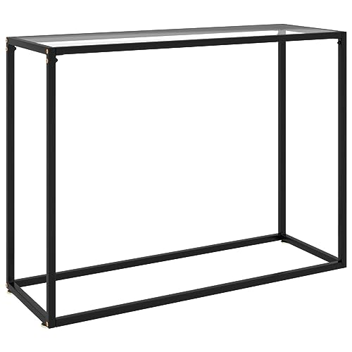 Mesa auxiliar con 2 estantes de cristal templado y cajón para organizar entradas estrechas