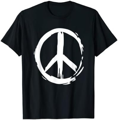 Painted Peace Symbol T-shirt Happy Women Men Tee Shirts