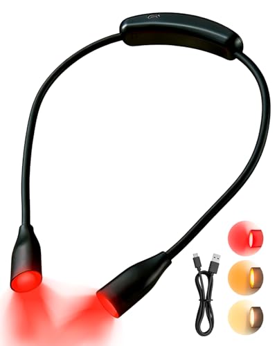 Lamptobe Lampe de Lecture de Cou 670nm Rouge, Lamse pour Lire au Lit Rechargeable sans Fil, 3 Températures de Couleur avec Variateur d'Intensité, Lampe Livre...