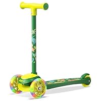 3 Wheel Scooter for Kids, Smooth Light Up LED Front Wheels, Wide Anti Slip Deck, Rear Foot Brake, Easy Lean to Steer Maneuvering, Indoor & Outdoor Ride On Toys for Ages 2 Up, Dinosaur Theme Color