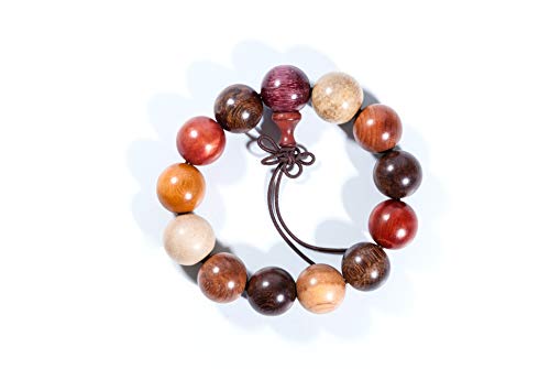 Qzoxx Mantra Man Woman Tibetan Buddhist 18mm Mixed Wooden Beads Fo Kwan-yin Mala Meditation Wrist Bracelet Yoga Bracelet - Image 3