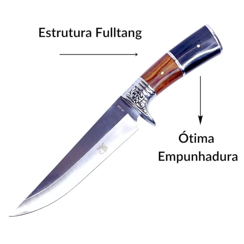 Faca Artesanal Rústica Com Bainha Full Tang Para Churrasco Camping Pesca (Marrom)