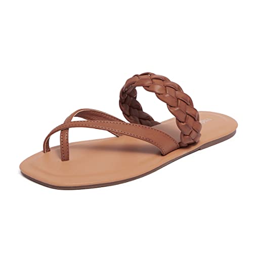 Vodvob Women's Slide Sandals Slip On Flat Braided Sandals Flip Flop Thong Sandals Casual Summer Shoes Comfortable #TOP21