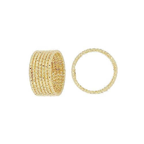 Seven-Rows Diamond Ring in 18kt Yellow Gold and Sterling Silver (8)
