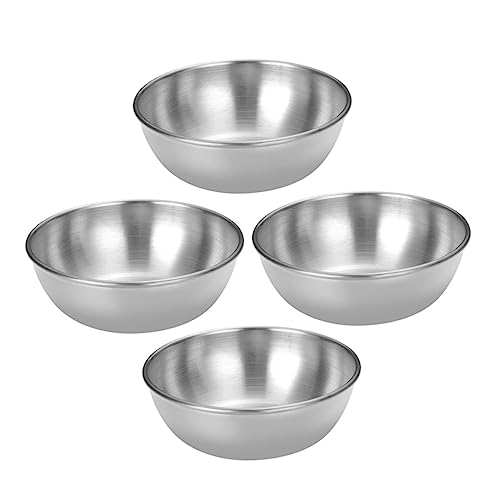 Unomor 4Pcs Stainless Steel Sauce Dishes Condiment Plates for Home Restaurant for Sauces Spices Appetizers Dipping Bowls