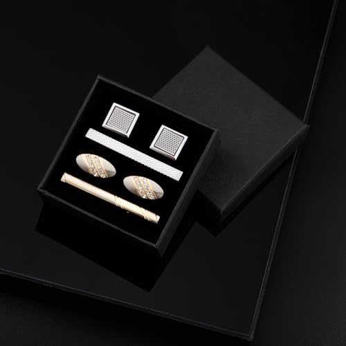 Image of Wynameleri Cufflinks and Tie Pins Tie Clips Set of 2 Accessories for Men