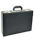 Leather Attache Case Twin Combination Lock Briefcase Expandable Organiser HOL1196 Black