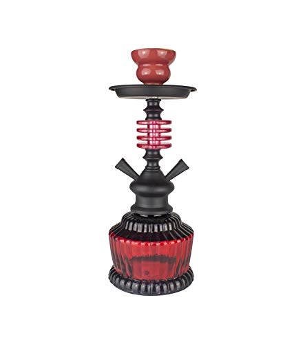 Paide 2023-2 Cachimba 2 Salidas Premium - Hookah 2 Tubos de iniciacion - Kit para Empezar Shisha Profesional (Rojo)