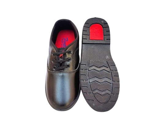 Image of School Shoes for Boys and Girls, Black Leather, Lace-up Oxford Style, Durable Sole