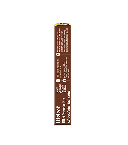 Image of Weleet Millet Pancake Mix | Chocolate Banana Flavour | Pancake Mix Powder, 0% Maida, Gluten Free, Diabetic Friendly - 200 gm, Pack of 1