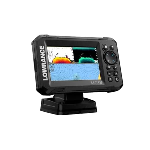 Lowrance Eagle 5 FishFinder/Chartplotter with SplitShot HD Transducer and Preloaded C-MAP Inland Charts, 5-inch IPS Screen, Black, 000-16111-001